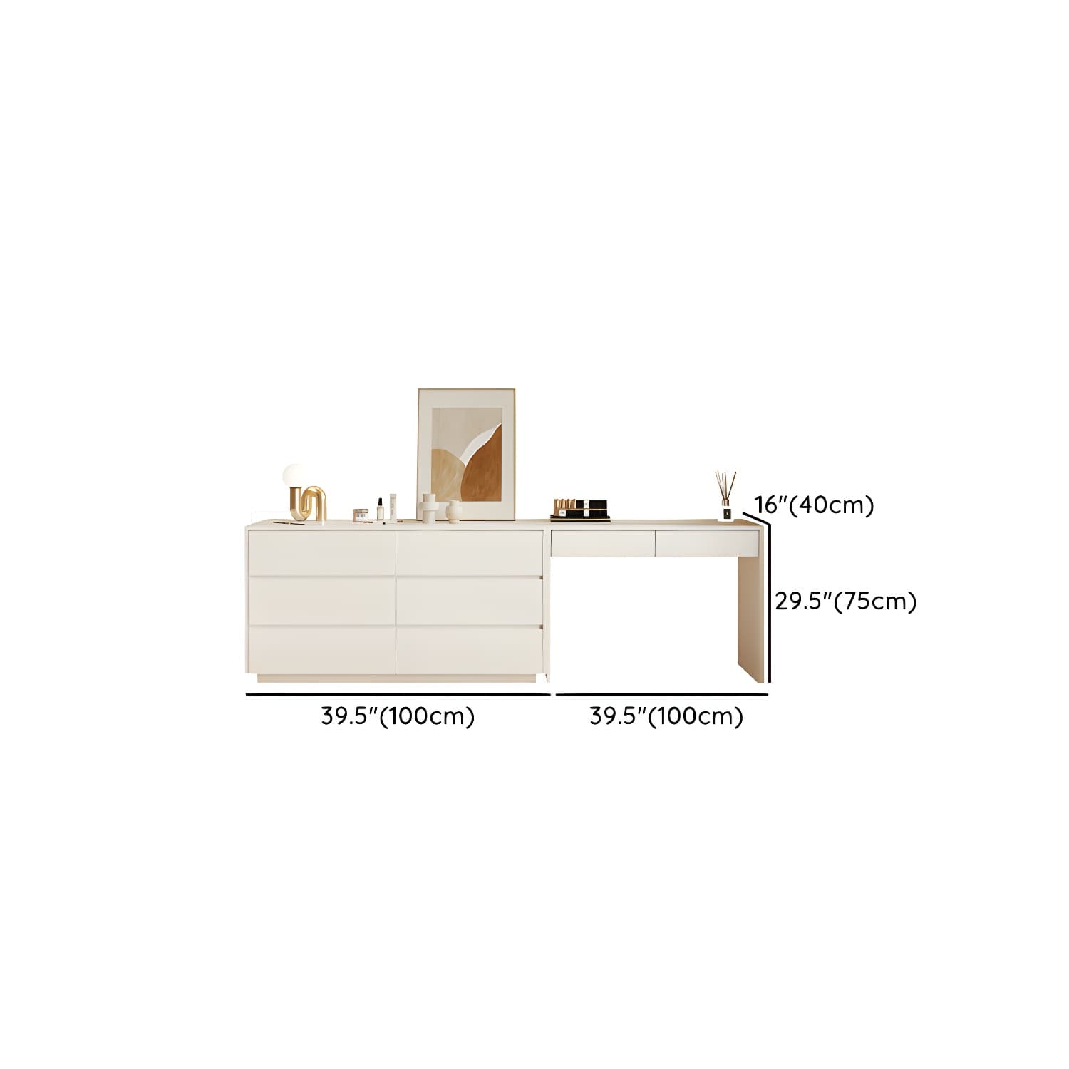 Modern Wood Vanity with Drawers, Large Size, Soft Close Glides, 40cm Width, 75cm Height thumbnail 12