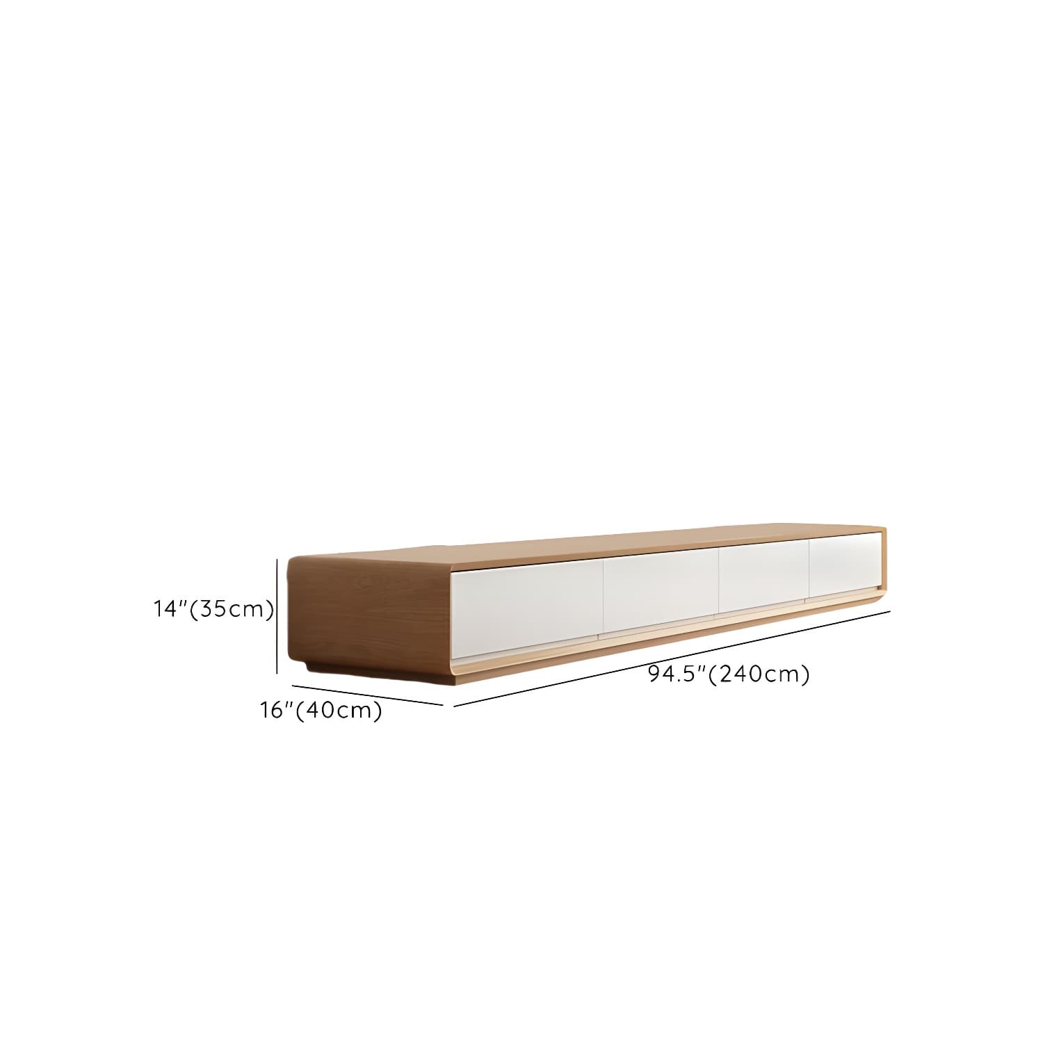 Contemporary Oblong Wood TV Stand in Natural and White with Drawers thumbnail 11