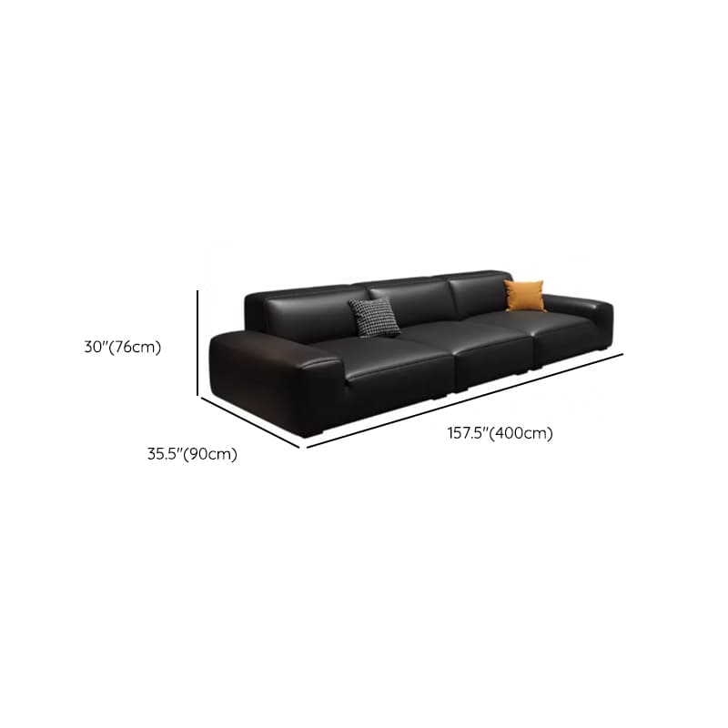 Modern Solid Color Water Resistant Sofa in Midnight Black with 6-seater Capacity and 2 Pillows thumbnail 20