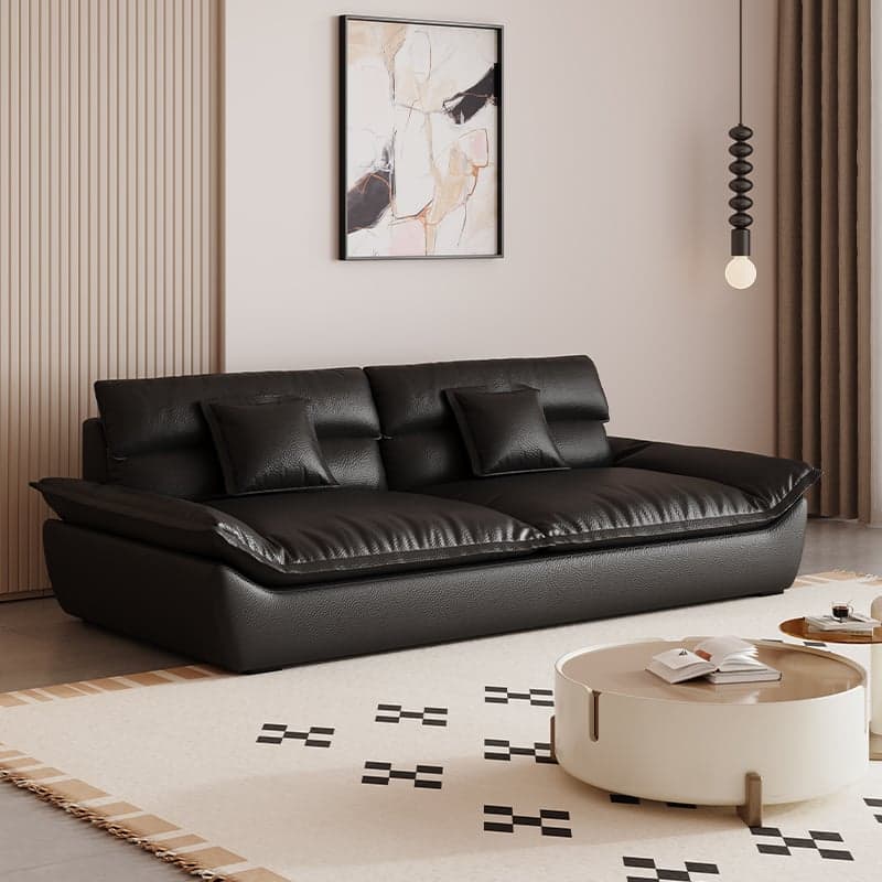 Modern Solid Color Scratch-defiant Standard Sofa in Light Gray/Taupe/Citrus Color, 3-seater with 2 Pillows thumbnail 2