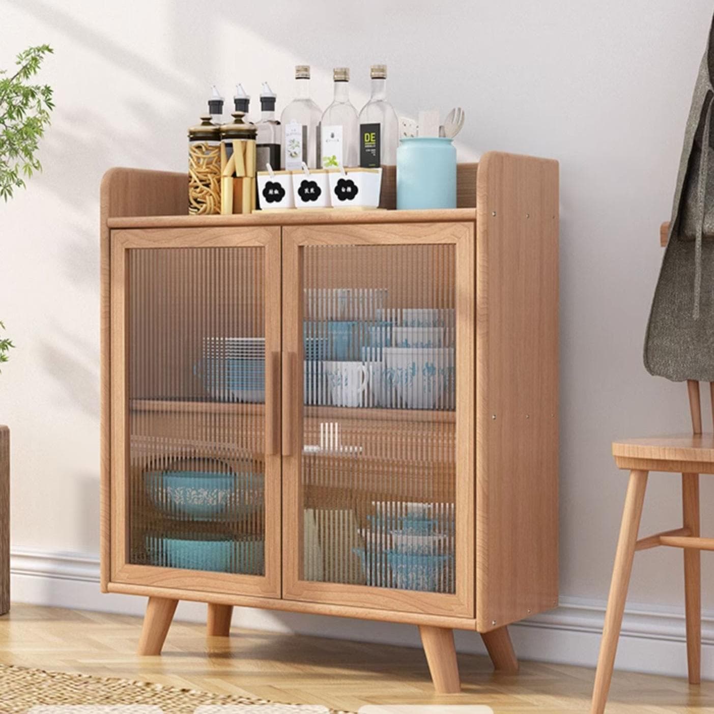 Scandinavian Style Narrow Wood Cabinet 40 cm Buffet & Sideboard Without Drawers Server thumbnail 9