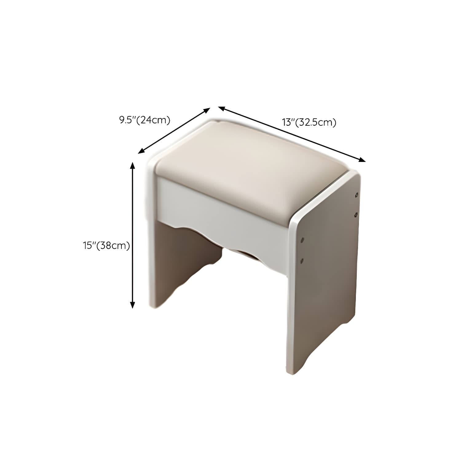 Modern White Wood Makeup Vanity with Seating & Standing Mirror thumbnail 9