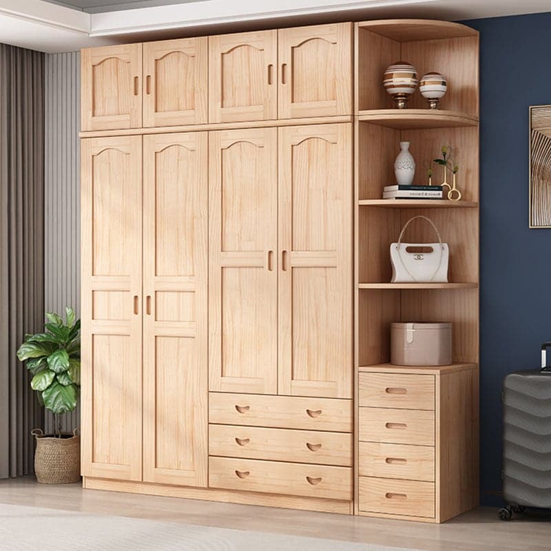 Scandinavian Natural Wood Wardrobe Armoire - 50cm Width - Drawers Included - image 4