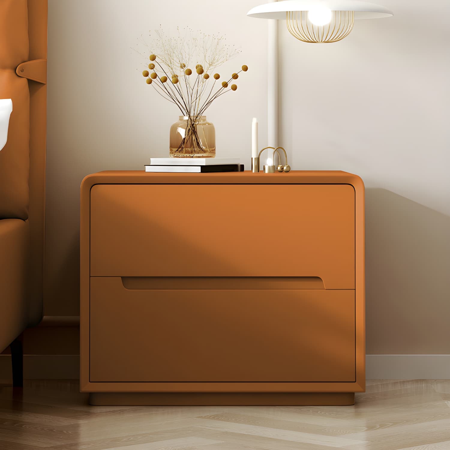 Modern Wood Drawer Nightstand for Small Spaces with 2 Drawers in Narrow Design thumbnail 10