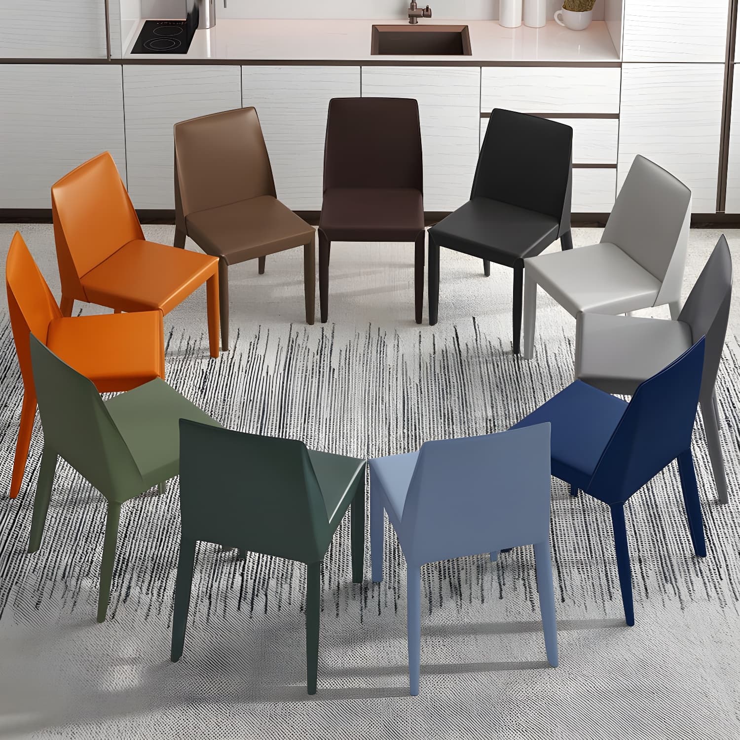 Modern Leather Dining Chair Parsons Furniture with Steel Legs in Matte Finish for Home thumbnail 12