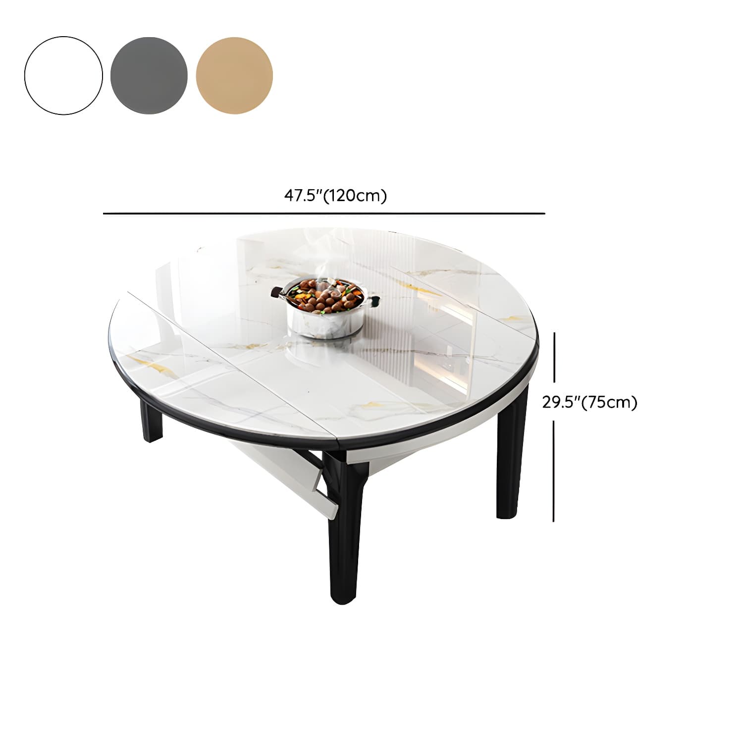 Modern Style Stone Furniture 7 Pcs Round Shape Dinette Table with Dining Chairs thumbnail 10
