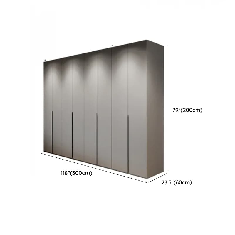 Dove Grey Minimalist Manufactured Wood Wardrobe Closet with Compartments, Soft Close Door, Interior Shelves, and Clothing Rod thumbnail 27