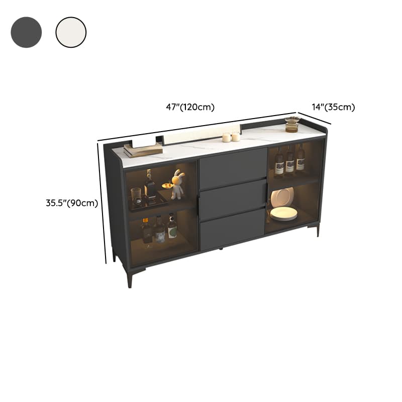 Ground Buffet Table/Server with Stone Countertop, Glass Doors, and Flexible Shelf Storage Compartment thumbnail 12