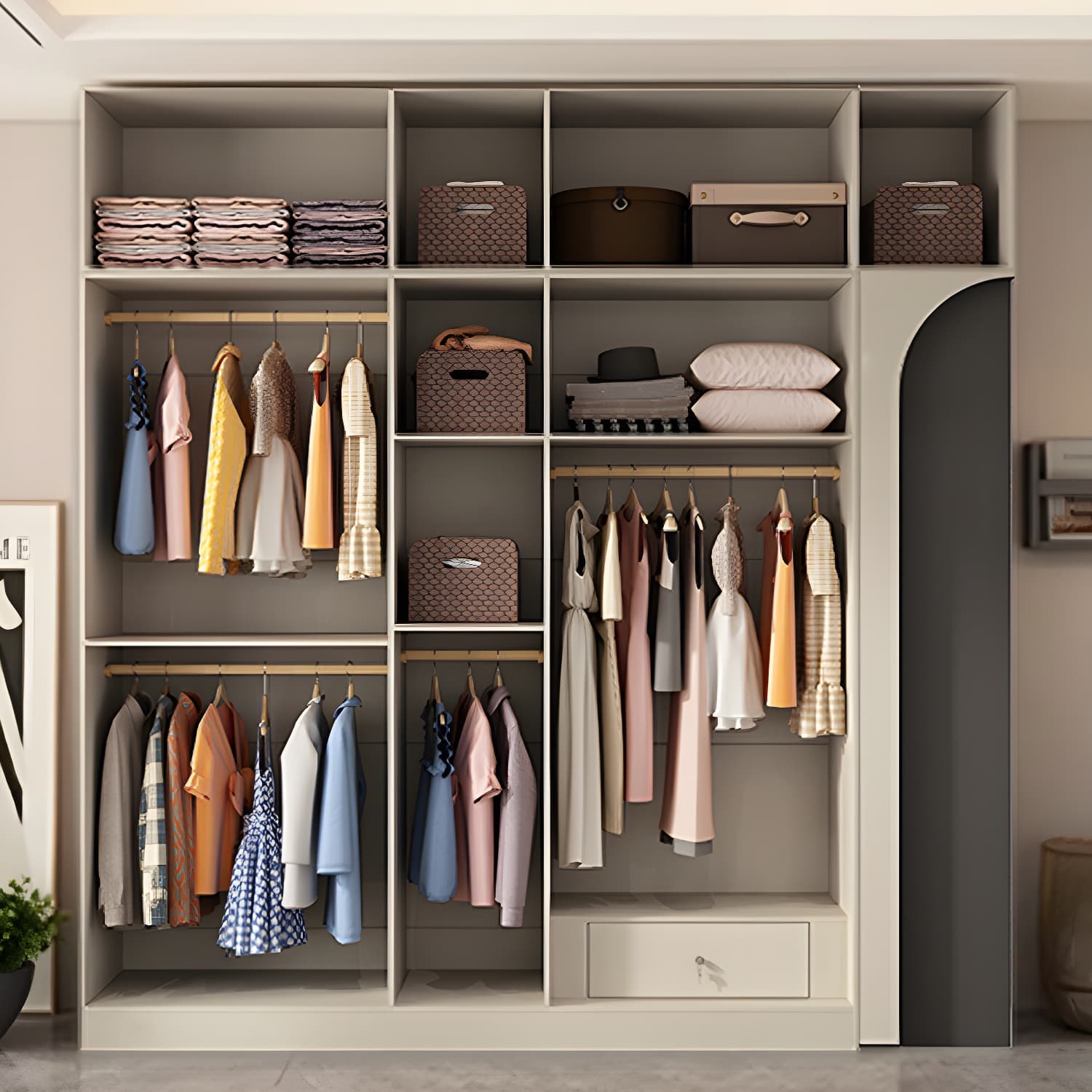 Modern Grey Wood Armoire with Solid Construction and Limited Warranty thumbnail 8