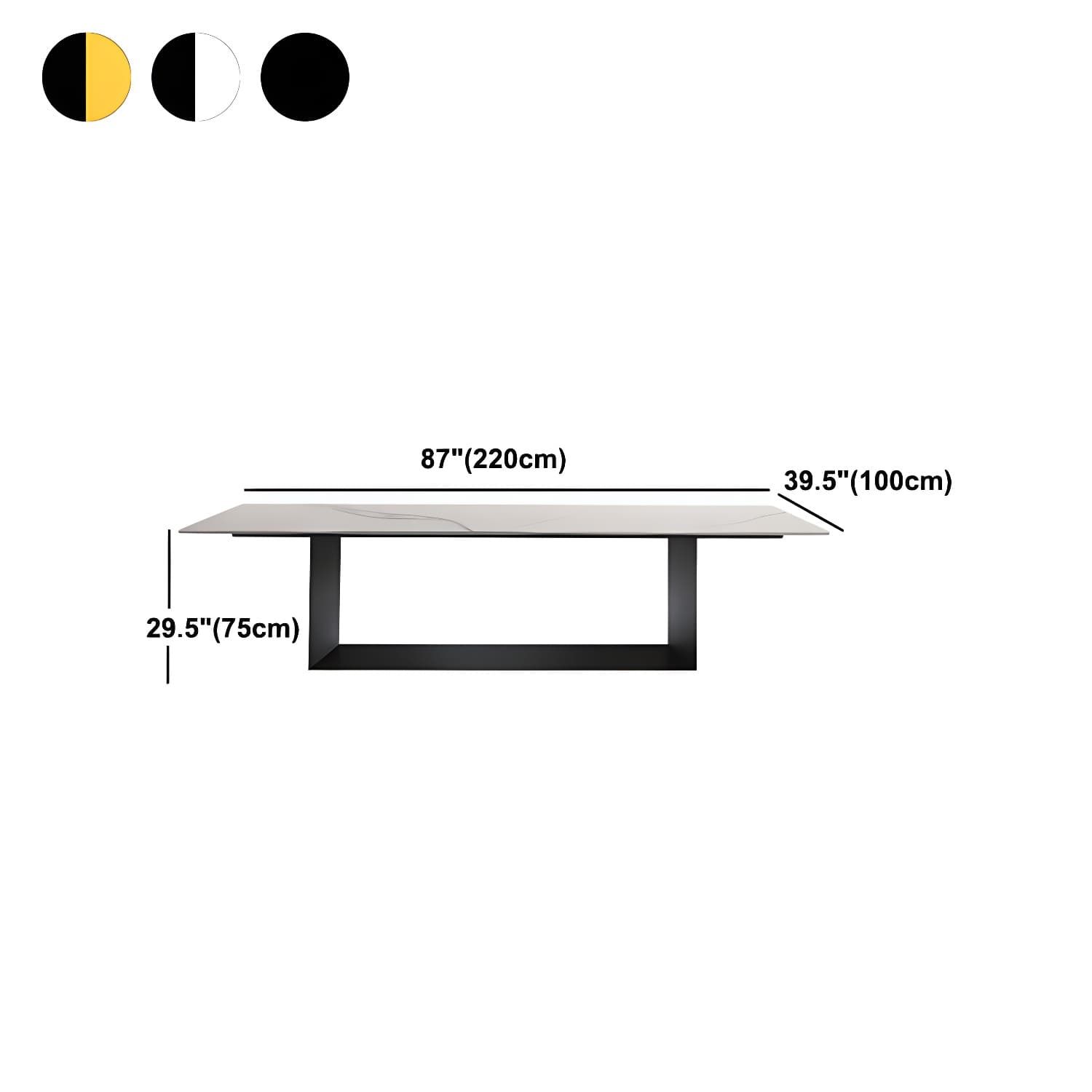 Rectangle Stone and Metal Dining table Modern Trestle Base Dining Table thumbnail 15
