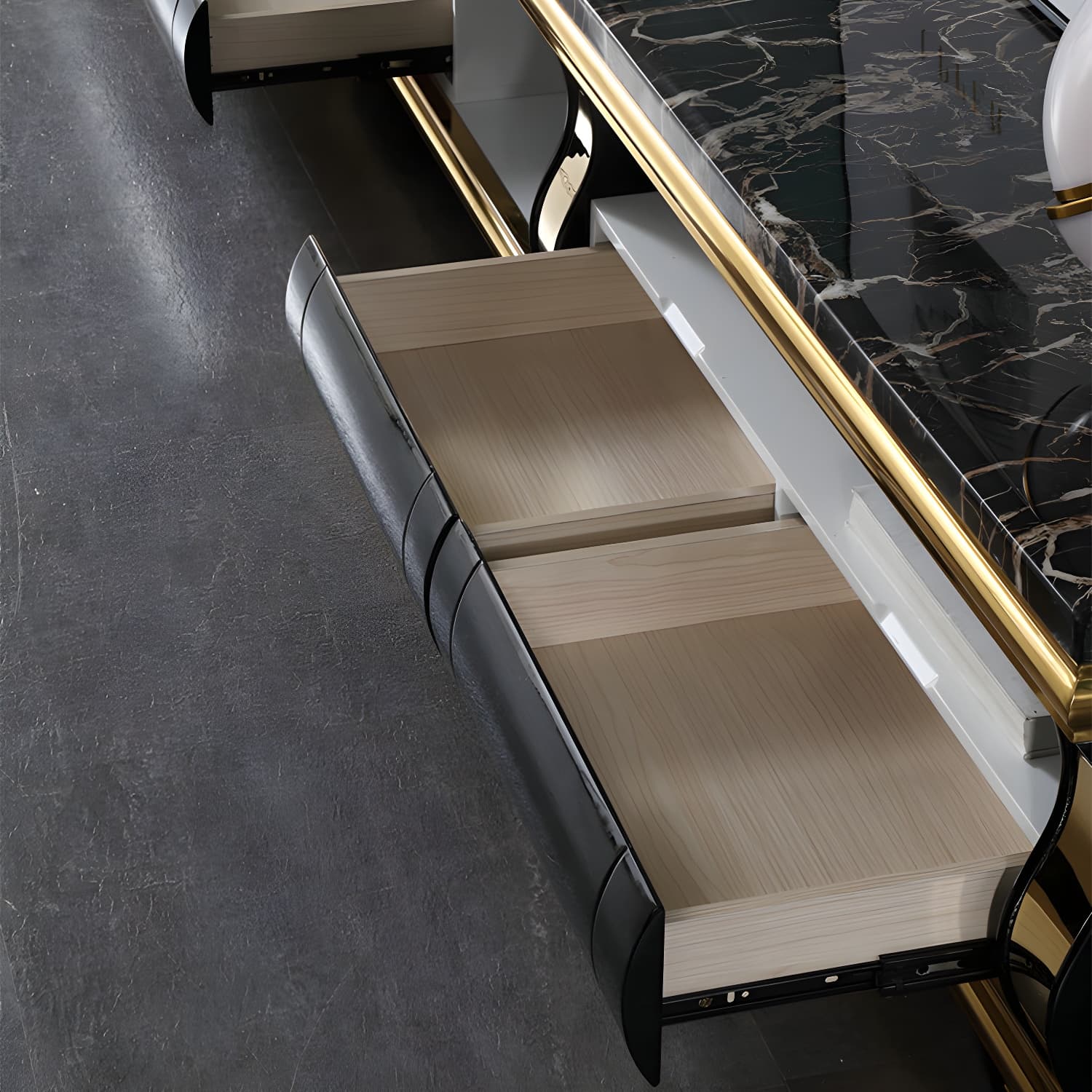 Marble Coffee or End Table with Storage Drawers Rectangle Block thumbnail 7