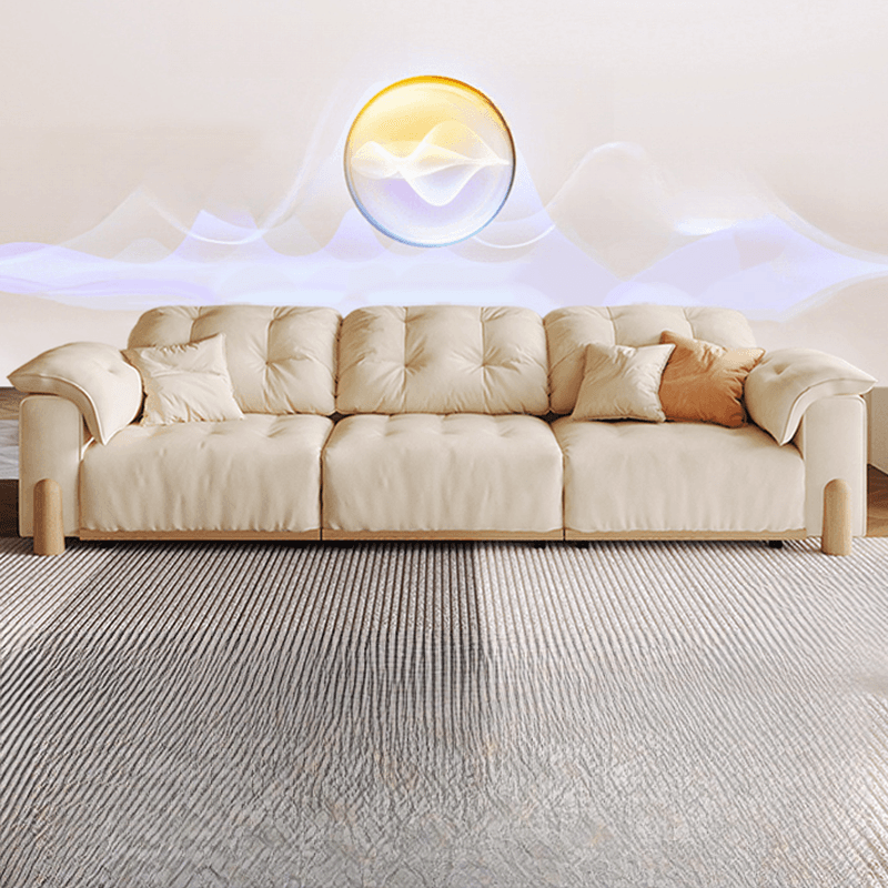 Modish Solid Color Scratch-durable Standard Sofa/Single Sofa in Off-White, Seats 4/2-seater/3 with 2 Pillows thumbnail 3