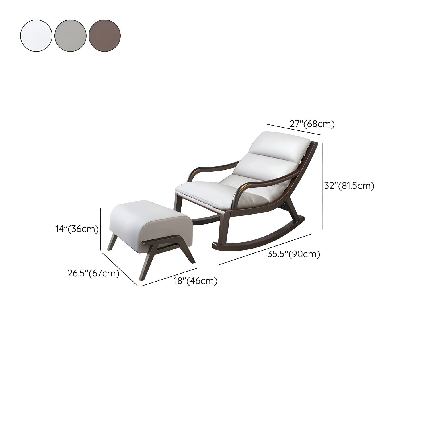 Reclining Solid Wood Living Room with Dark Legs Traditional Rocking Chair thumbnail 21