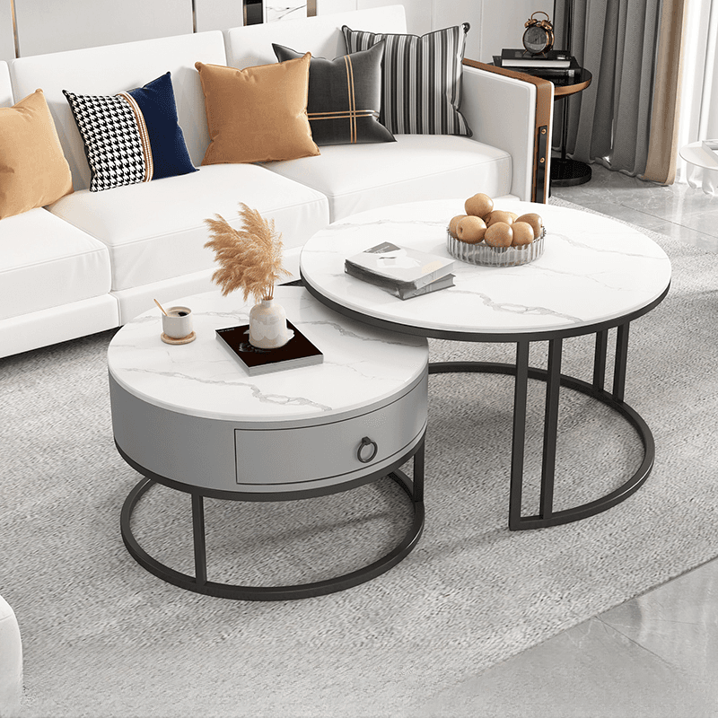 Nested Coffee Table with Rounded Top and Structured Base for Foyer Use thumbnail 8