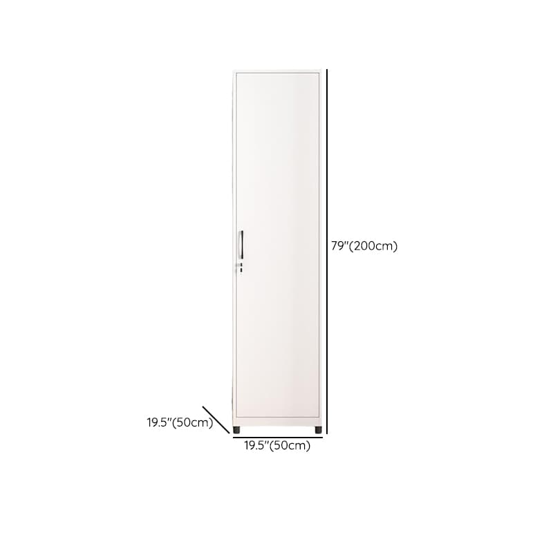 White Modish Steel Independent Armoire Cabinet with Adaptable Shelf, Soft Close Door, and Clothing Rod thumbnail 20