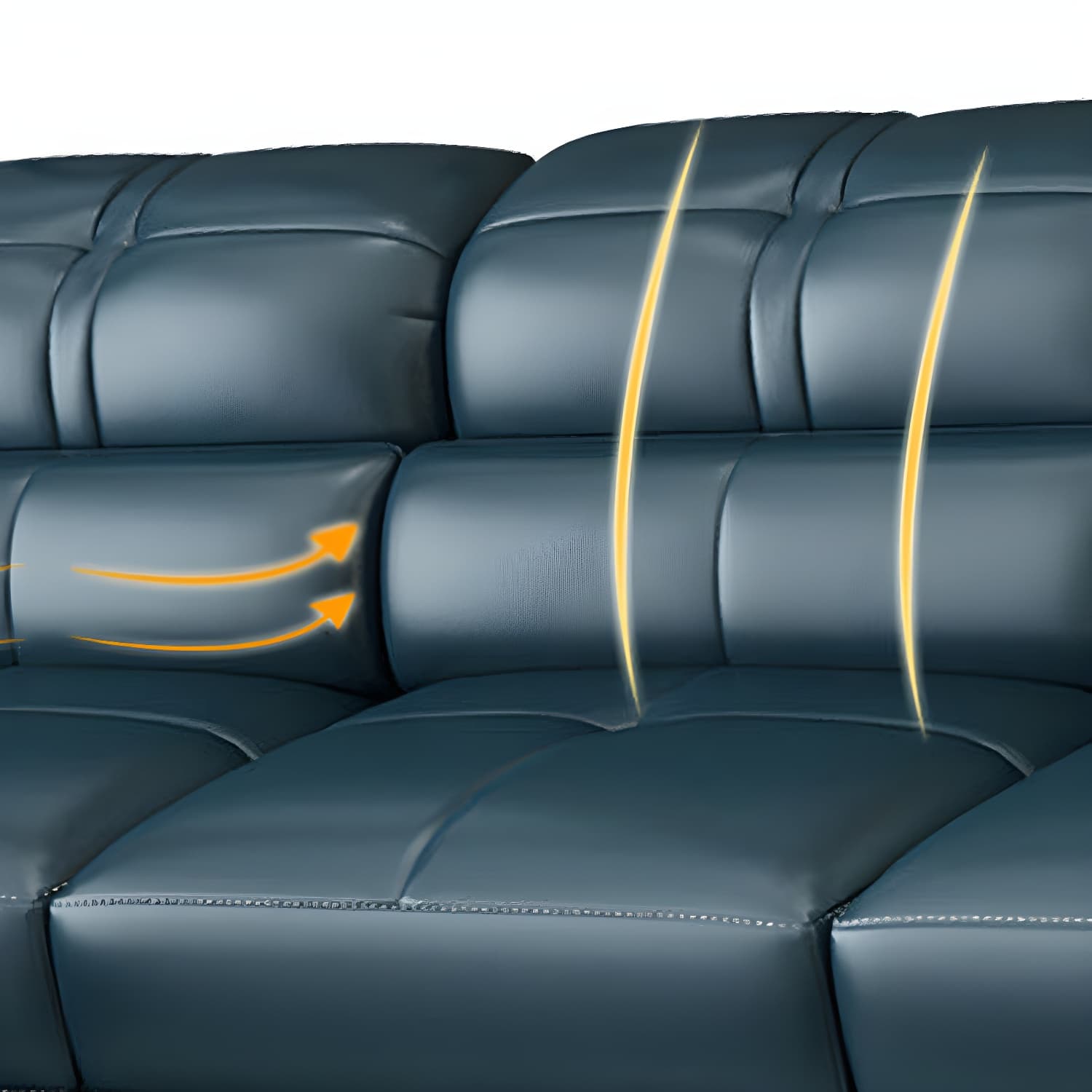 Genuine Leather Sectional 34.65"High Pillow Top Arm Sofa with Storage, Blue thumbnail 8