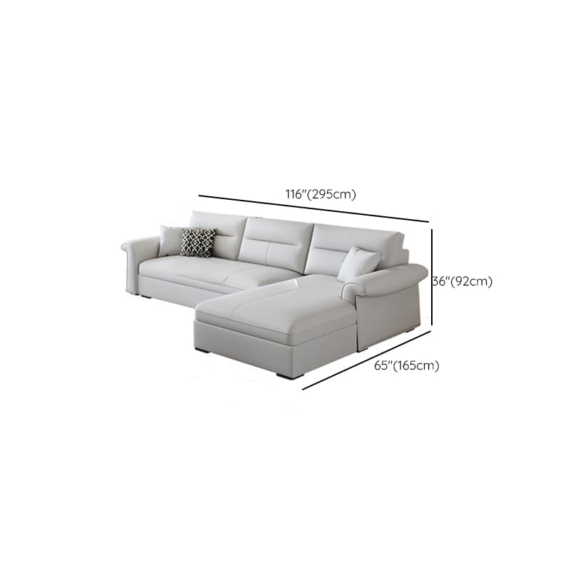 L-Shape/Straight Sofa/Sofa Chaise in Chalk with Under-seat-storage, Right Hand Facing/Horizontal Orientation, and Round Arm thumbnail 12