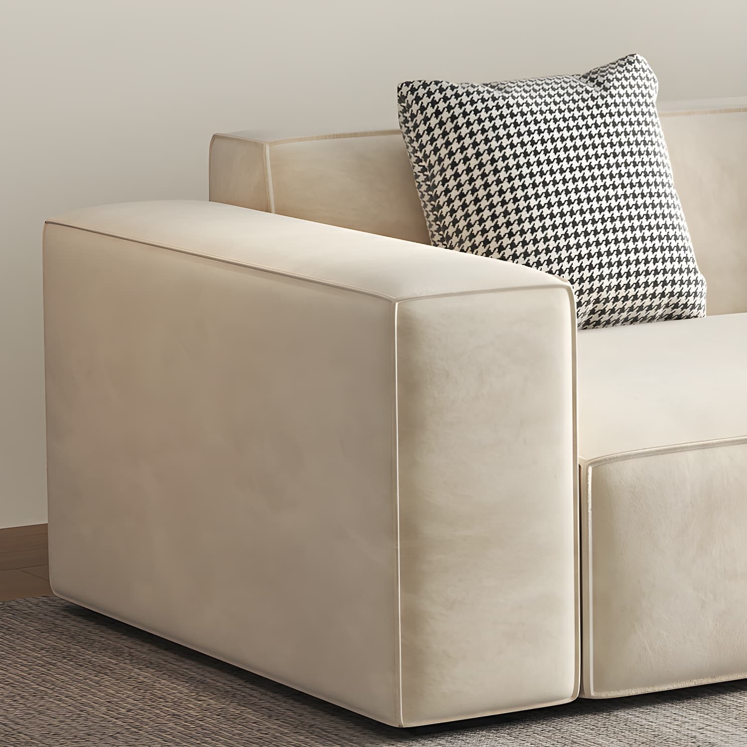 Elegant Sectional with Synthetic Upholstery in Moderate-Gray Tone and Built-in Charging Ports thumbnail 9