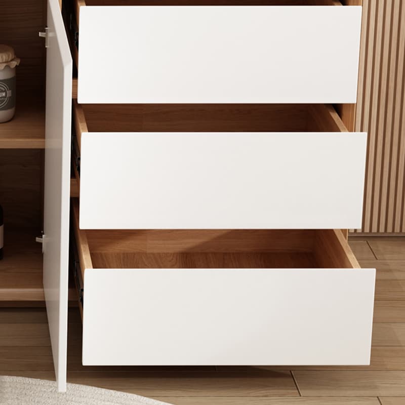 Wooden Modern Sideboard Credenza with 3 Drawers and 2 Cabinets for Storage thumbnail 8