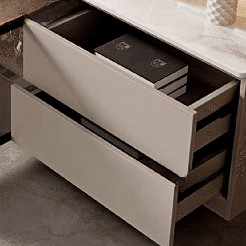 2-Cabinet & 4 Drawers Trendy Sintered Stone TV Stand with Shelf & Cable Management thumbnail 4