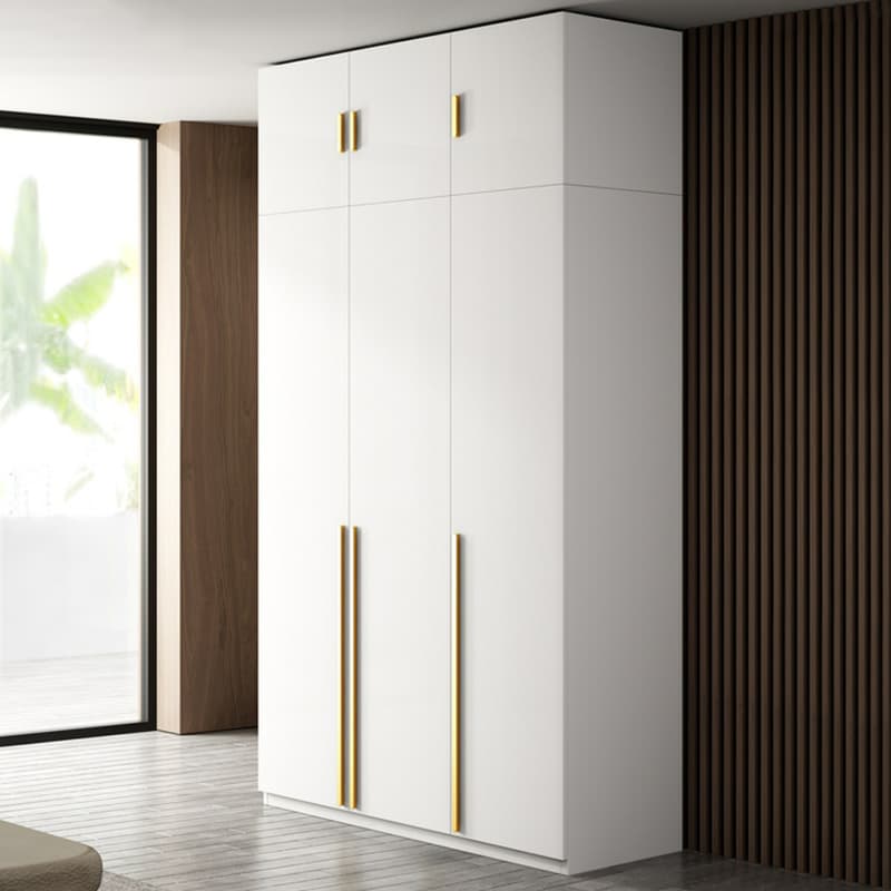 Simple Lumber White Wardrobe Armoire with Interior Shelves & Clothing Rack & Soft Close Drawer & Soft Close Door thumbnail 5
