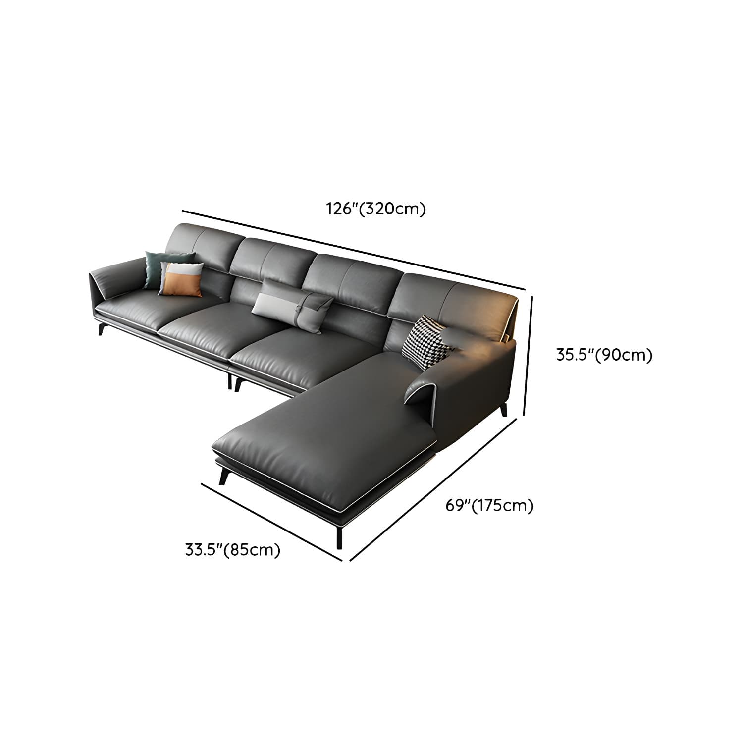 Modern Gray Stationary Sectional Sofa with Wood Frame and Pillow Top Arm thumbnail 19