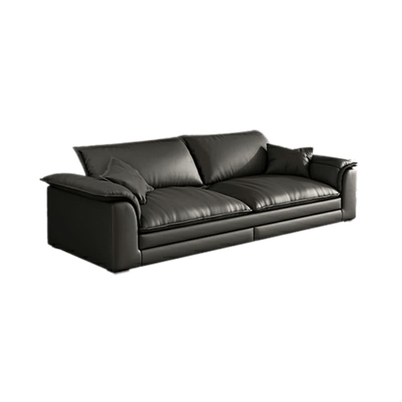 Black Cushion Back 30'' Interface Genuine Leather Sofa Pillow Top Arm thumbnail 10