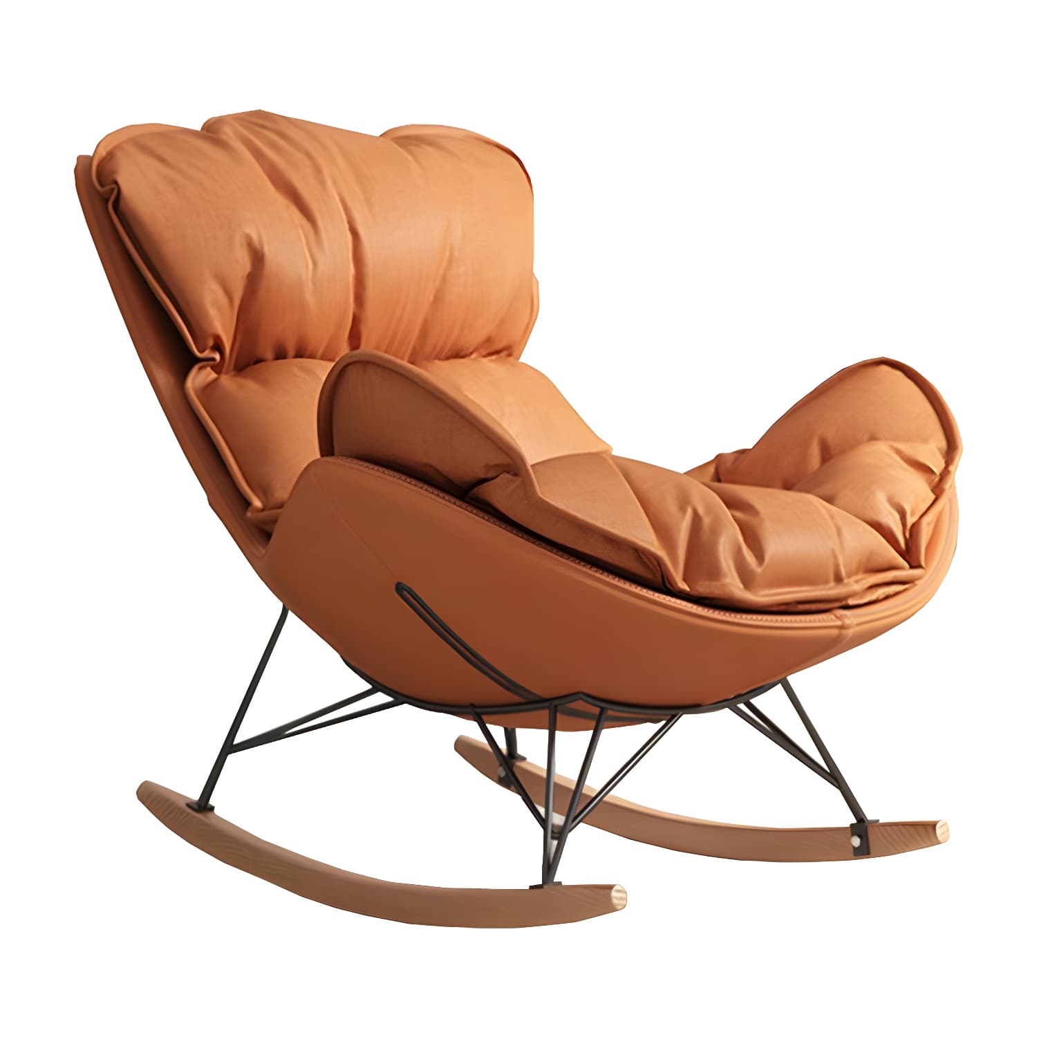 Stylish and Comfortable Modern Upholstered Indoor Rocking Chair with Natural Wood Legs thumbnail 12
