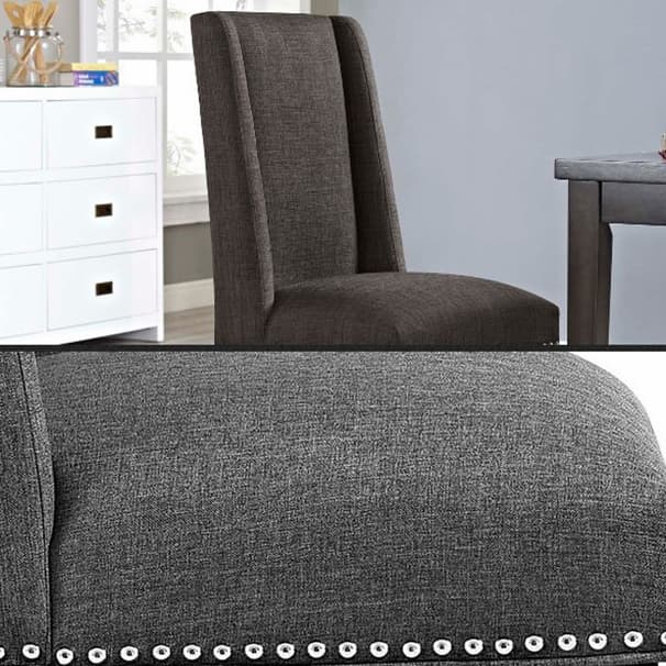 Flannel/Linen/PU Upholstered Stable Framed Armless Chair with Parsons Back and Nailhead Trim for Dinette in a Trendy Style thumbnail 15
