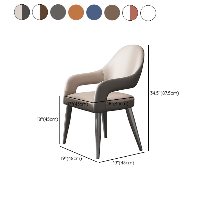 Faux Leather Arm Chair with Standard Back and Metal Legs in Gray for Kitchen & Dining thumbnail 20