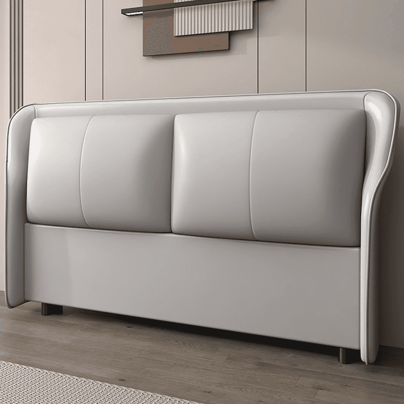Trendy Wingback Headboard with No Distressing in Natural Wood, Rectangle Shape for Full/Queen Bed with Sponge Upholstery and Standard Height thumbnail 5