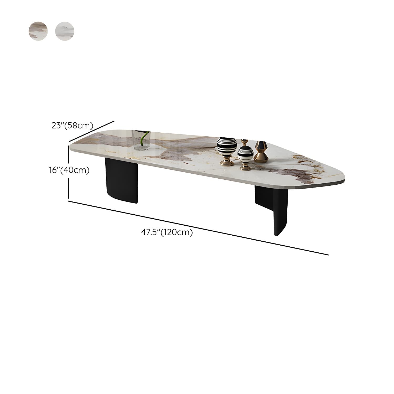 Glam Irregular Slate Top Cocktail Table Sled 15.7" H Coffee Table thumbnail 14