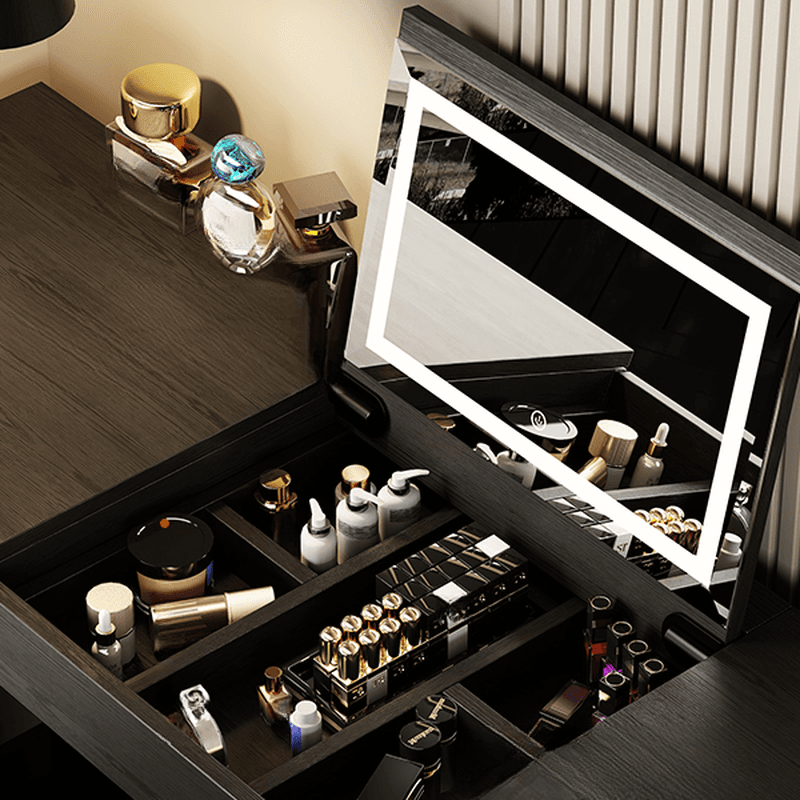 Multi-Purpose Vanity Set with 10 Drawers, Lighting, 2-in-1 Built In Makeup Vanity, Adjustable Touch and Brightness thumbnail 3