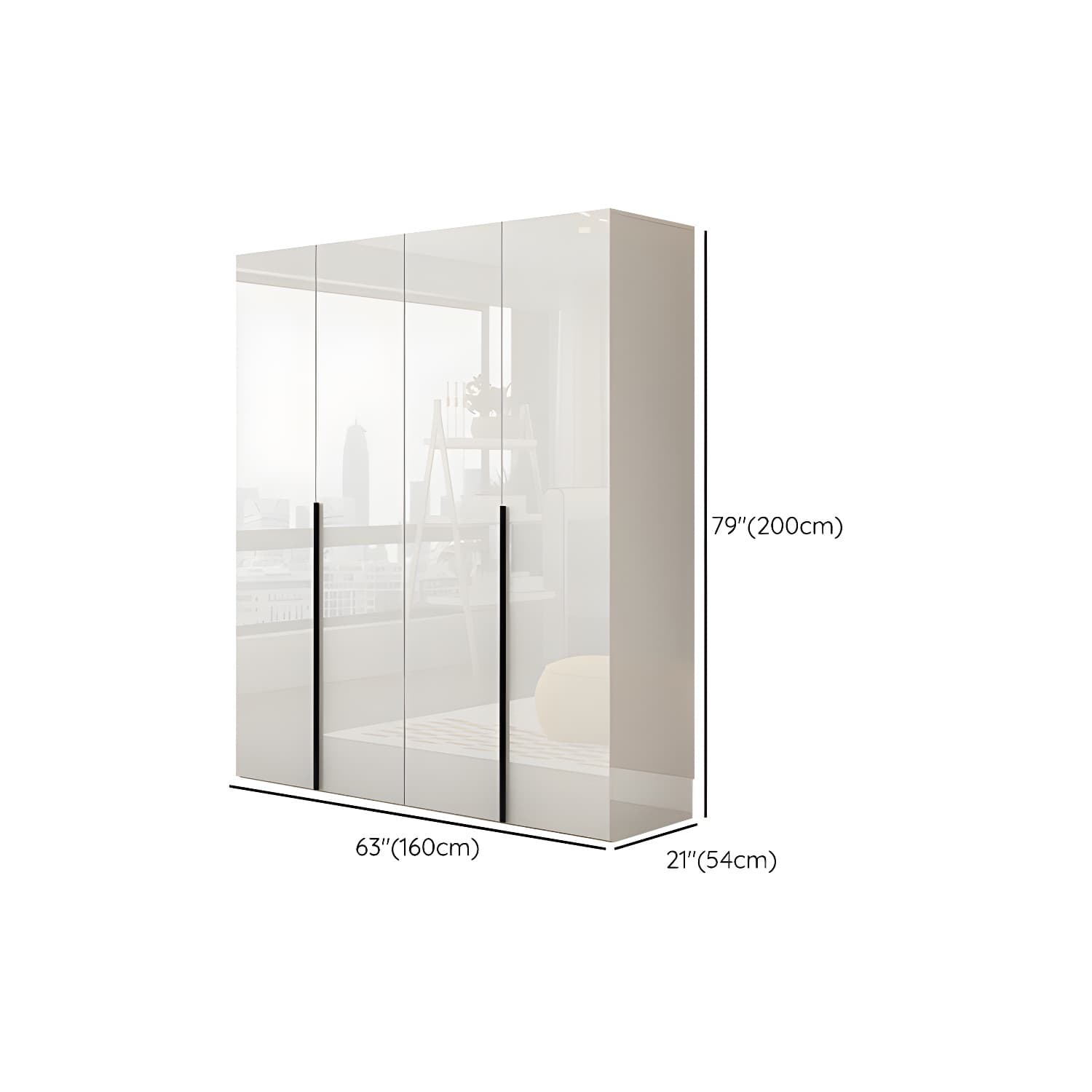 Hinged Wardrobe Armoire with Shelves White Wardrobe Closet for Home thumbnail 13