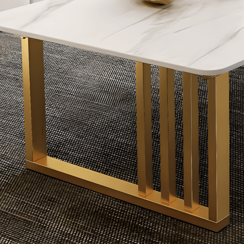 Lavish/Mission Style White Sintered Stone Geometric Figure Single Side Table with Sledge Base thumbnail 4