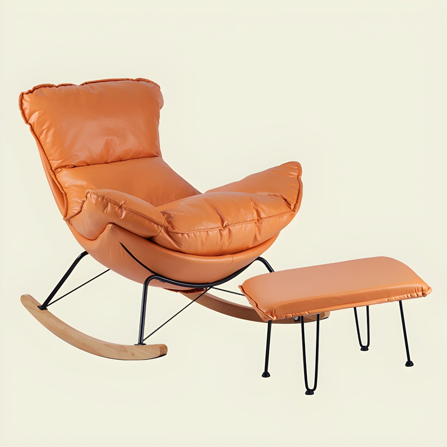 Contemporary Rocking Chair Fabric Upholstered Tufted Wing Chair Back Baby Rocking Chair thumbnail 2