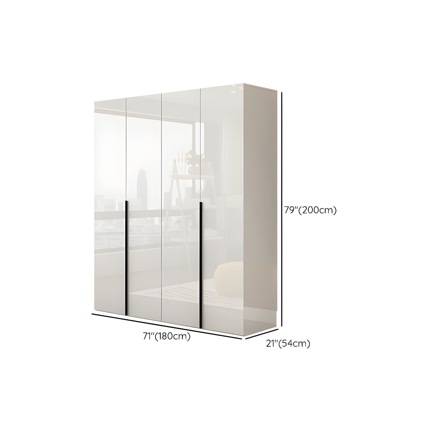 Hinged Wardrobe Armoire with Shelves White Wardrobe Closet for Home thumbnail 14
