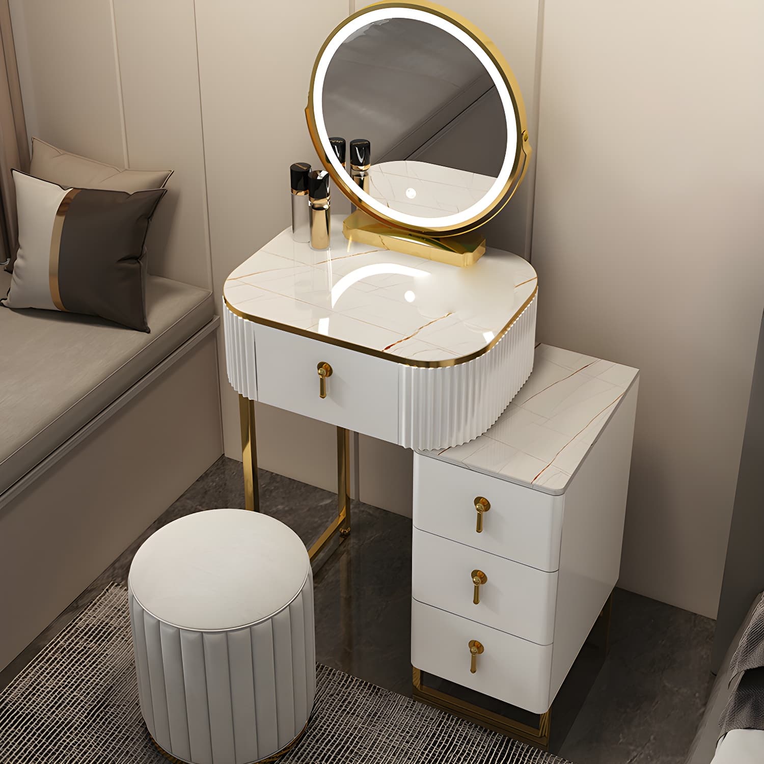 Contemporary Makeup Vanity Desk Table 29.9" H Bedroom Makeup Counter thumbnail 6