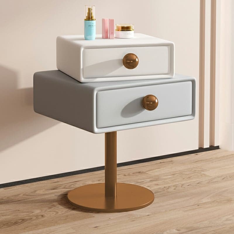 Modern Faux Leather Drawer Storage Nightstand in Narrow for Bedroom thumbnail 6