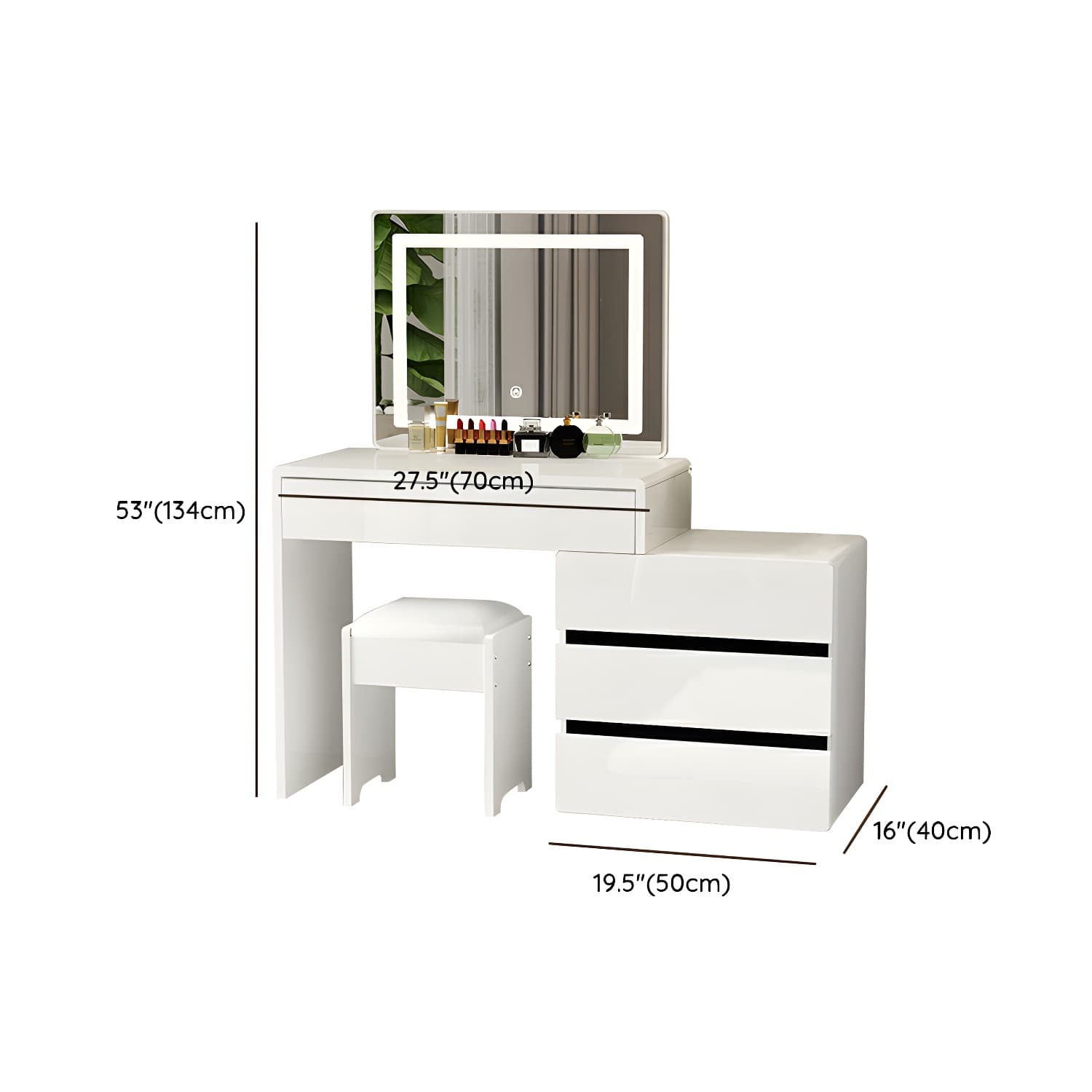 Modern 48'' White Wood Makeup Vanity & Stools with Drawers Self Close or Reserve Installation thumbnail 21