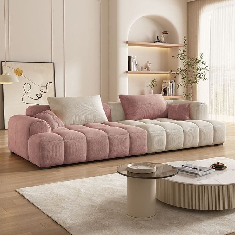 Vibrant Peony/Cerulean/Tangerine Color Sofa Couch with Round Arm and Concealed Support thumbnail 3