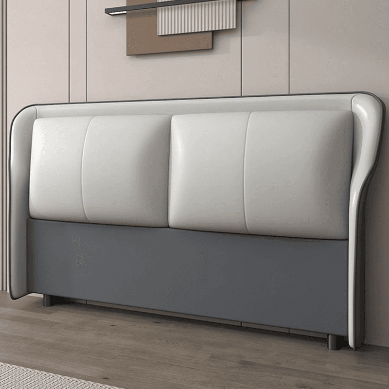 Trendy Wingback Headboard with No Distressing in Natural Wood, Rectangle Shape for Full/Queen Bed with Sponge Upholstery and Standard Height thumbnail 3