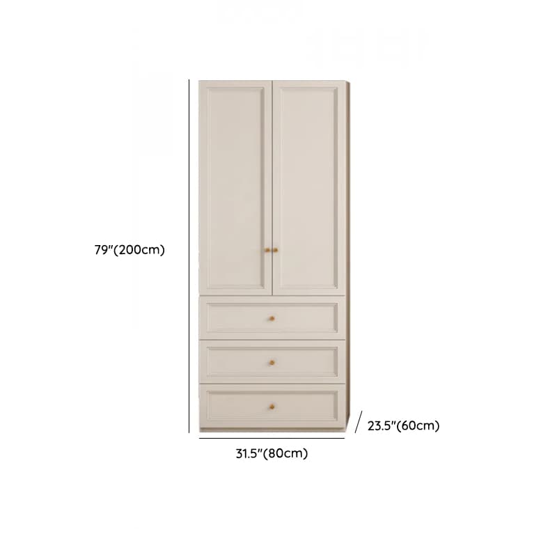 White Minimalist Laminate Wardrobe Closet with 3-Drawer, Soft Close Door, Interior Shelves, and Clothing Rod thumbnail 8