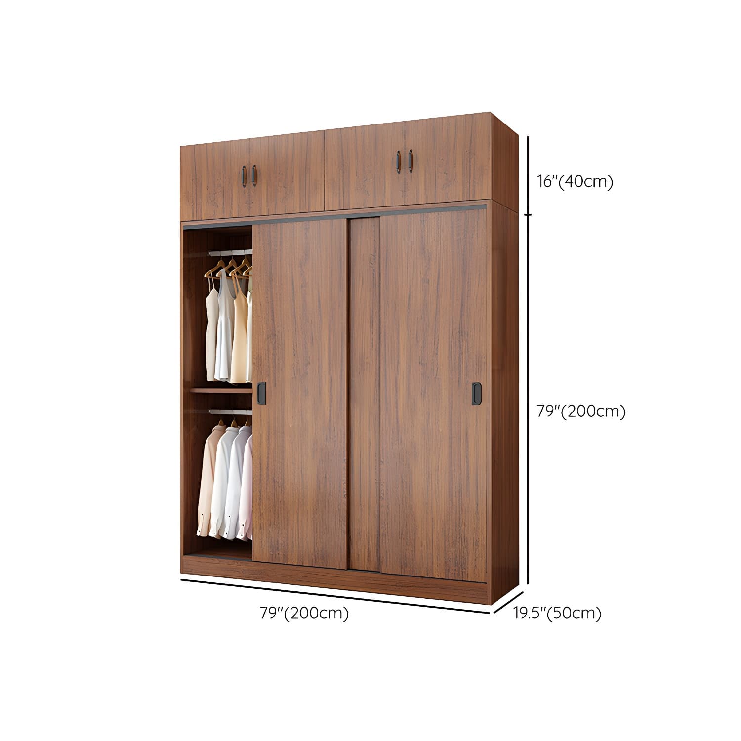 Solid Wood Frame Wardrobe Freestanding Wardrobe with Sliding Doors - image 29