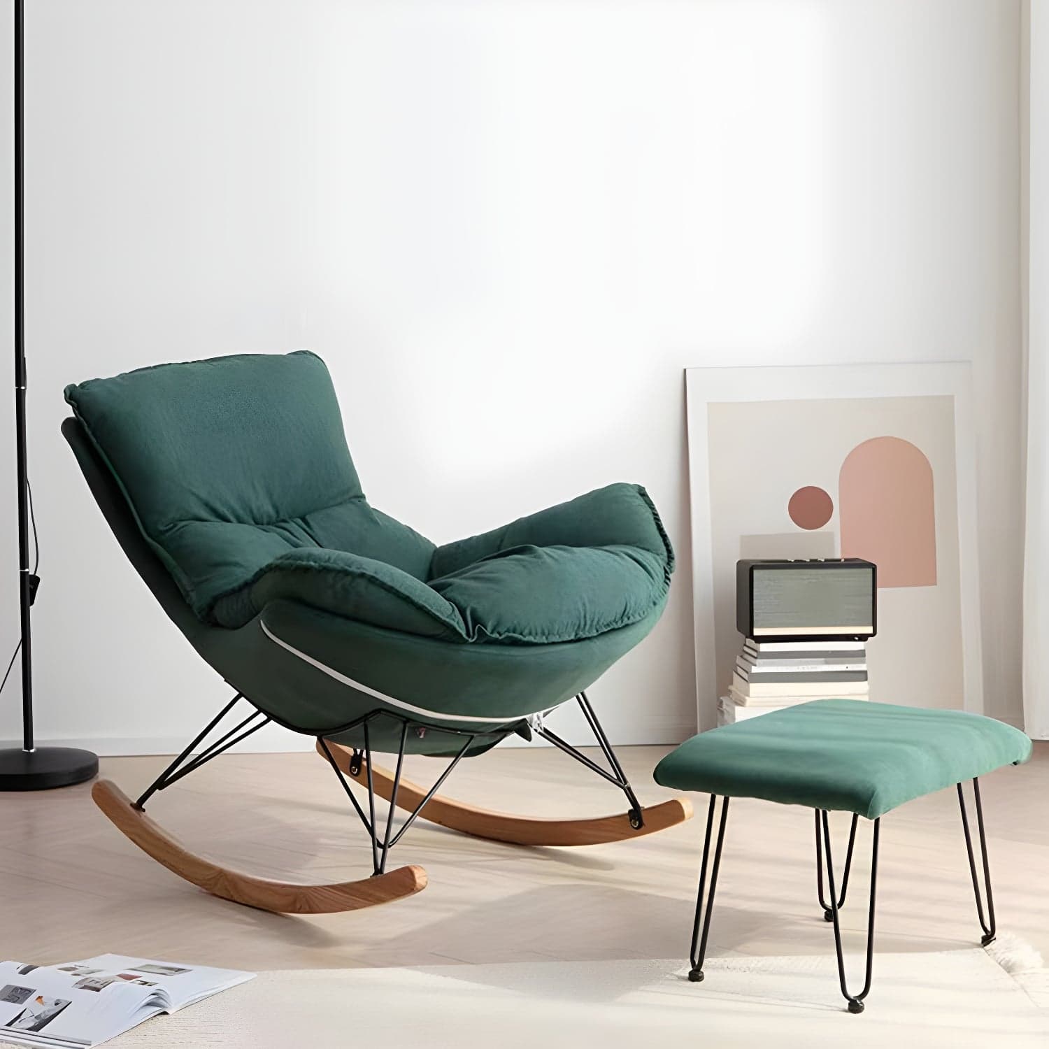 Modern Single Lazy Rocking Chair Indoor Sofa Rocking Chair with Cushion thumbnail 5