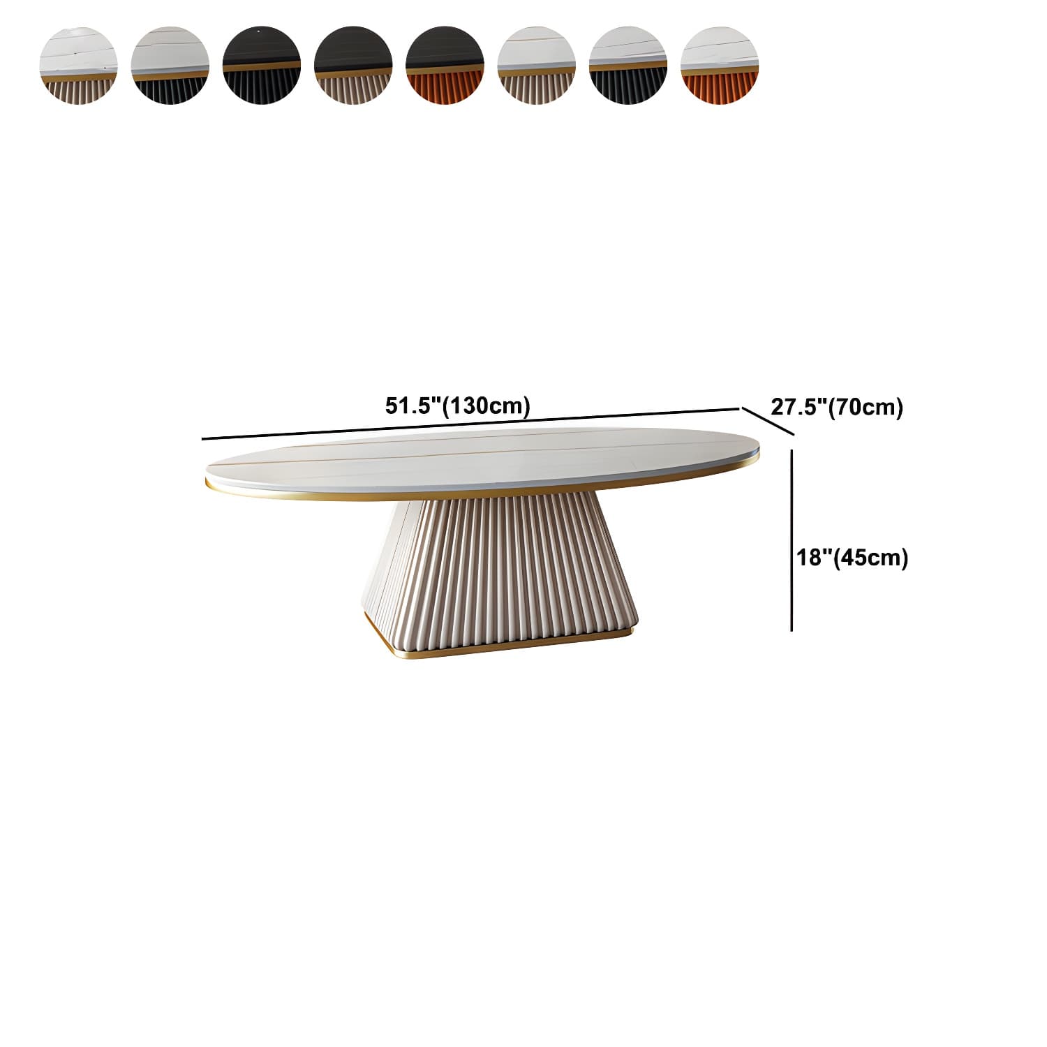 Glam Metal and Slate Cocktail Table Pedestal Coffee Table for Living Room thumbnail 21