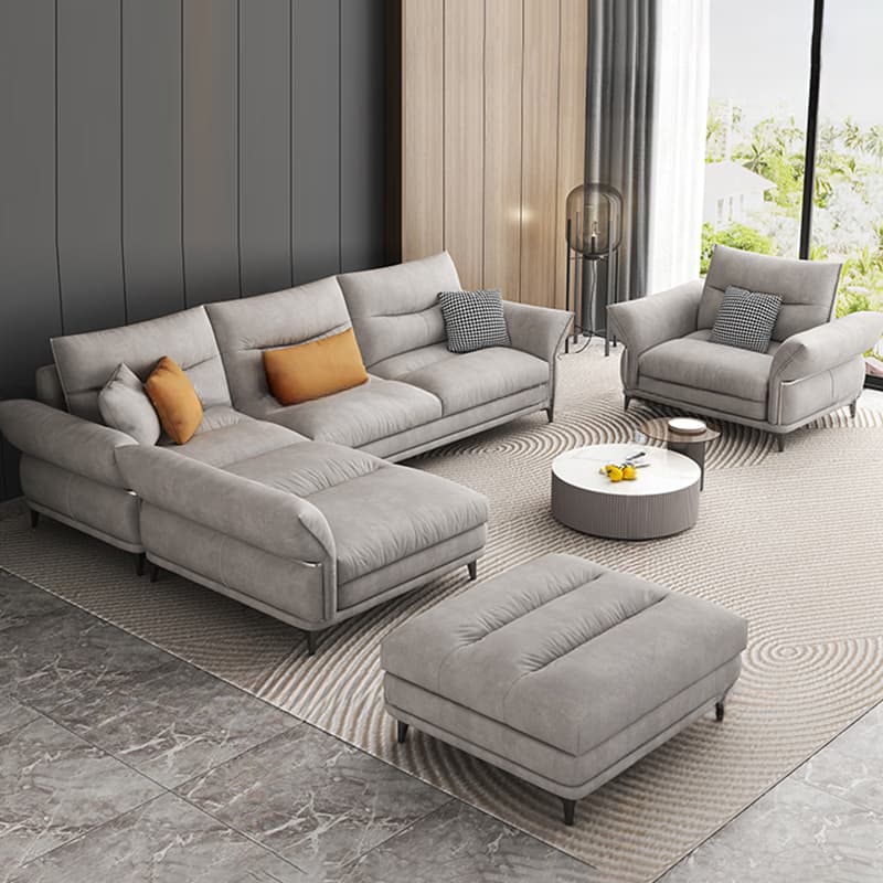 L-Shape/Straight Reversible/Horizontal Sofa Chaise/Sofa with Natural Wood Frame for Seats 5 thumbnail 2
