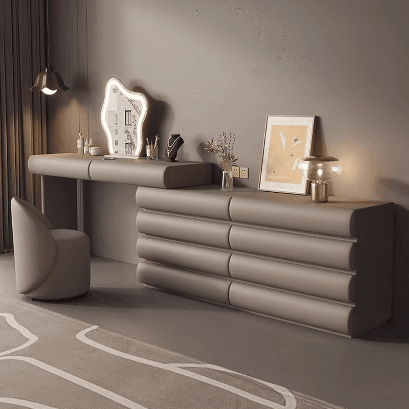Multi-Purpose Tan Vanity Set with 10 Drawers, Lighting, Scalable, Adjustable Touch, and Adjustable Brightness thumbnail 2