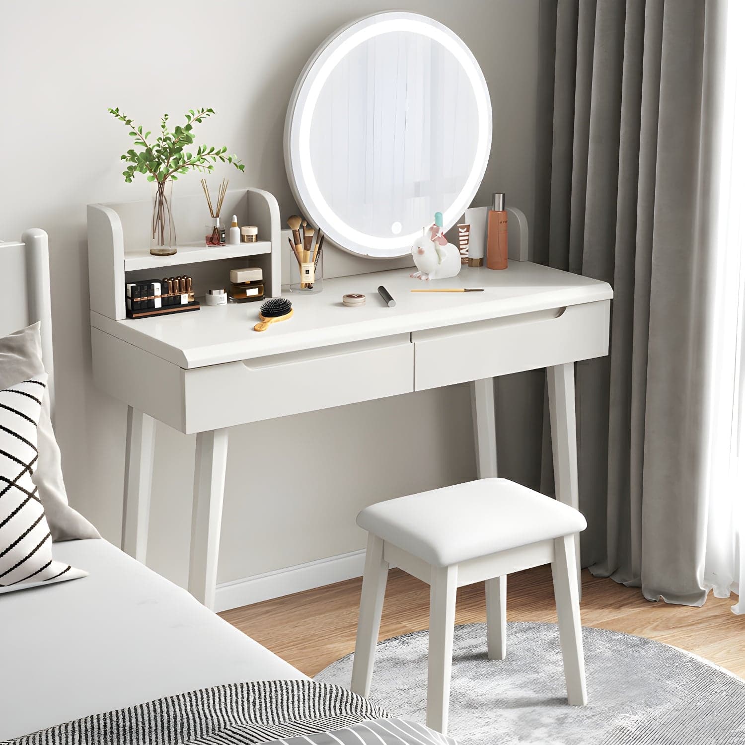 Light Wood/Bleached Wood/Gray Wood Sleeping Room 2 Drawers Lighting System with Tabletop Storage thumbnail 4