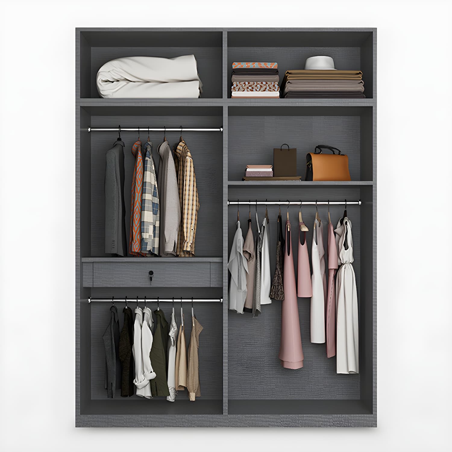 Modern Style Wooden Wardrobe Soft Close Door Wardrobe Closet with Drawer thumbnail 9